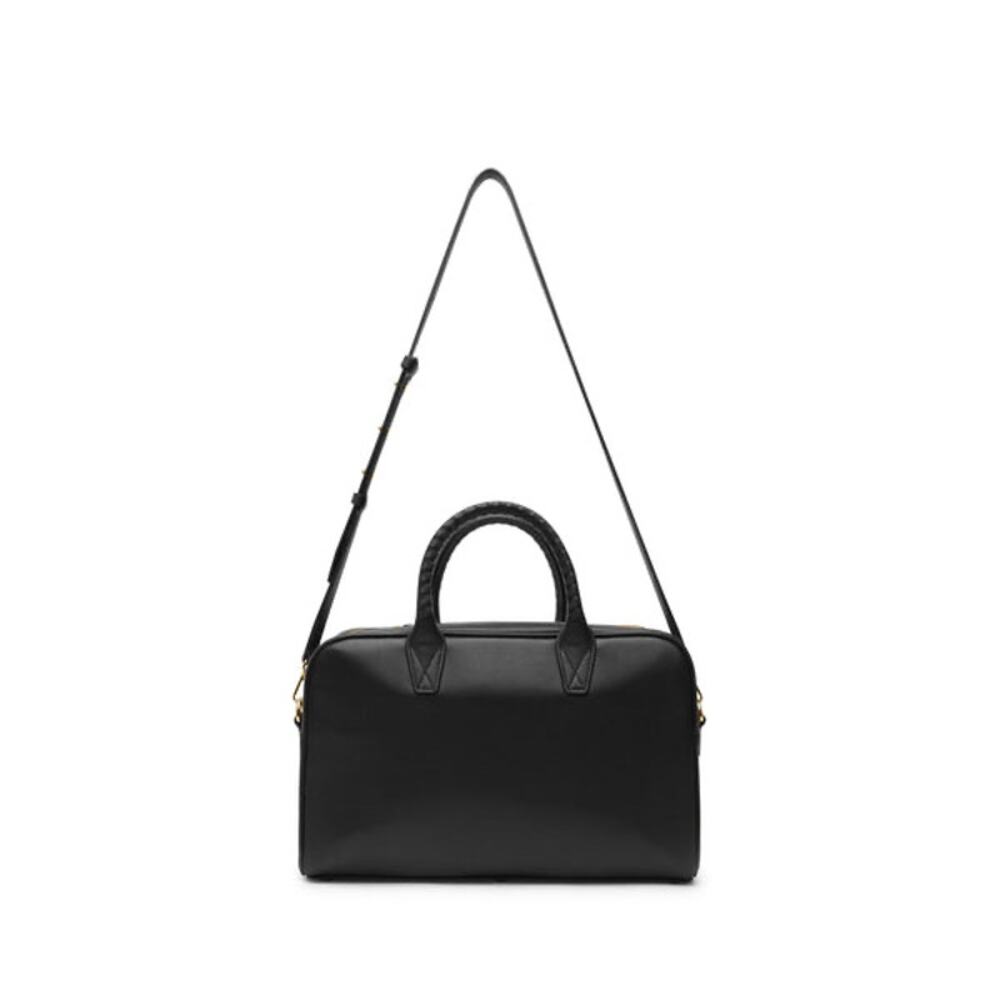 LEATHEROLOGY Black Onyx Full Grain Leather Park Satchel Top Handle Crossbody Bag - Picture 4 of 13
